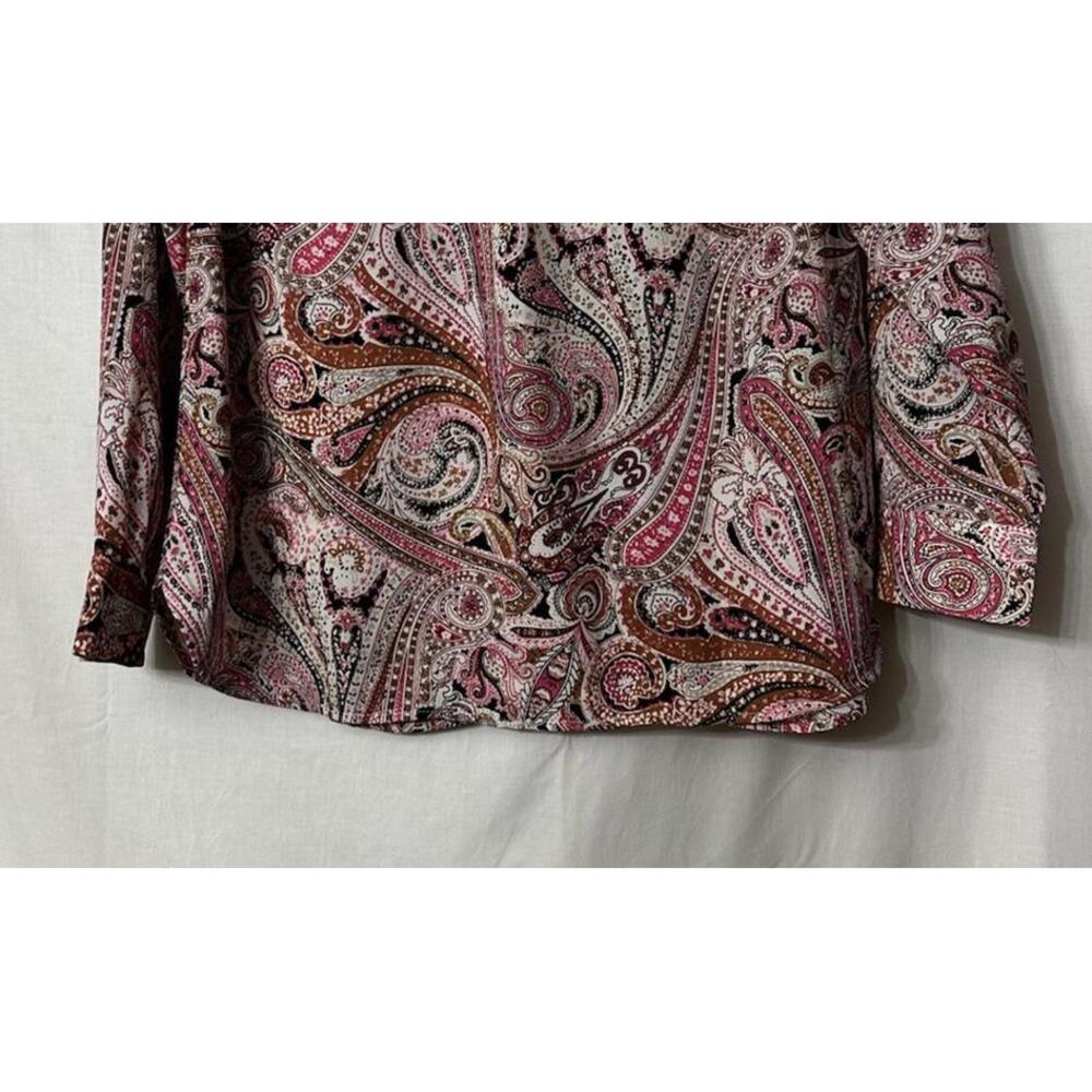 NWT Talbots Womens Long Sleeve Paisley Button Front Shirt Top Blouse M Petite - Picture 11 of 14
